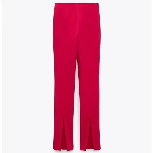 ZARA SLIT CIGARETTE PANTS FUCHSIA Barbiecore Barbie Core